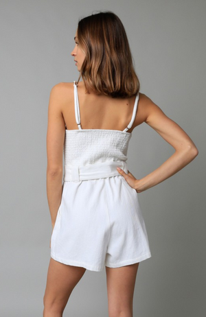 Belted Canvas Twill Romper